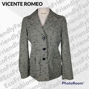 Vincent Romero Grey Speckled Three Button Closure Formal Work Blazer Women’s 42